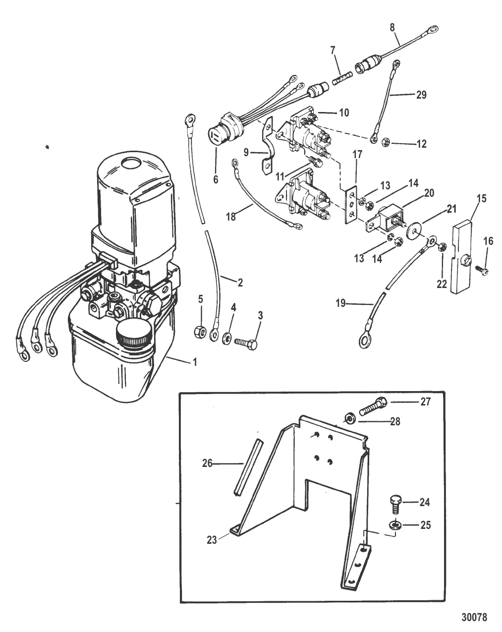 HYDRAULIC PUMP AND BRACKET OILDYNE PUMP/ PLASTIC RESERVOIR