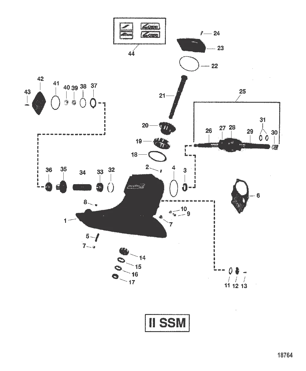 DRIVESHAFT HOUSING AND GEAR ASSEMBLY (II SSM)