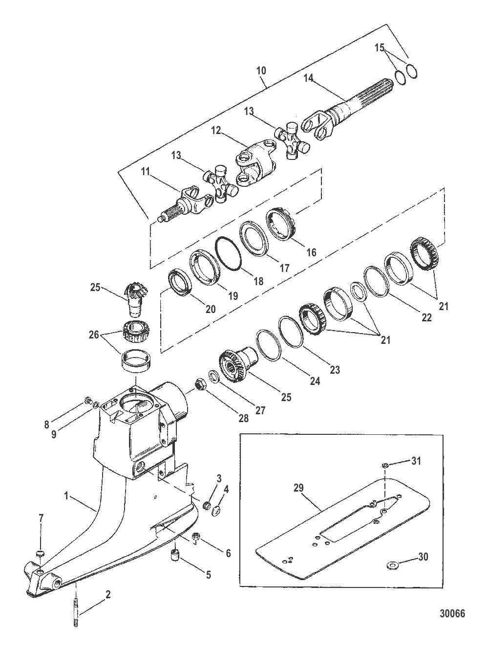 DRIVESHAFT HOUSING AND DRIVE GEARS