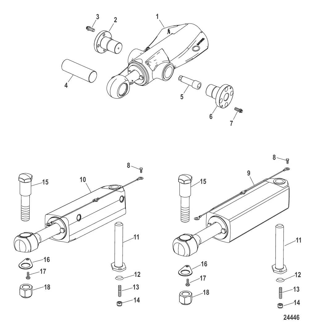 Цилиндры системы дифферента и рулевого механизма