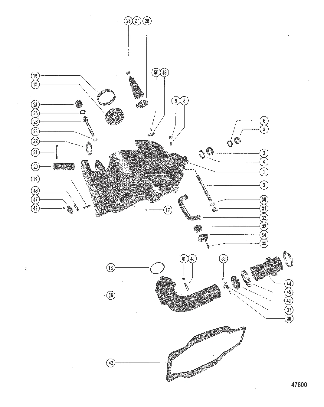 КОРПУС КАРДАНА В СБОРЕ И ВЫХЛОПНОЙ КОЛЕНЧАТЫЙ ПАТРУБОК