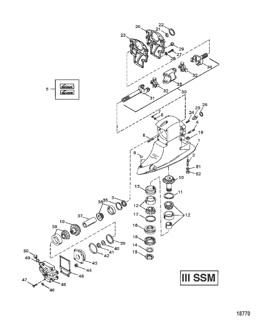 DRIVESHAFT HOUSING AND GEAR ASSEMBLY (III SSM)