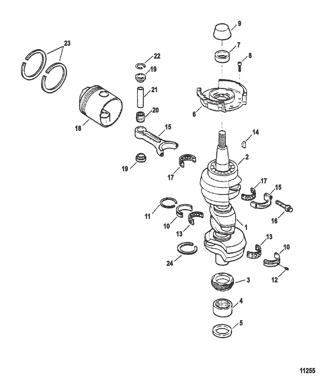 Коленчатый вал и поршень