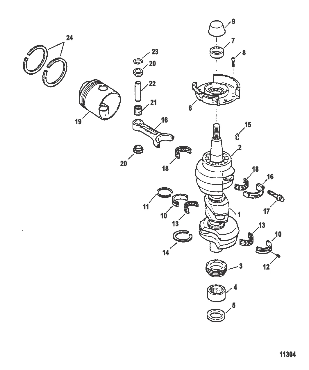 Коленчатый вал и поршень