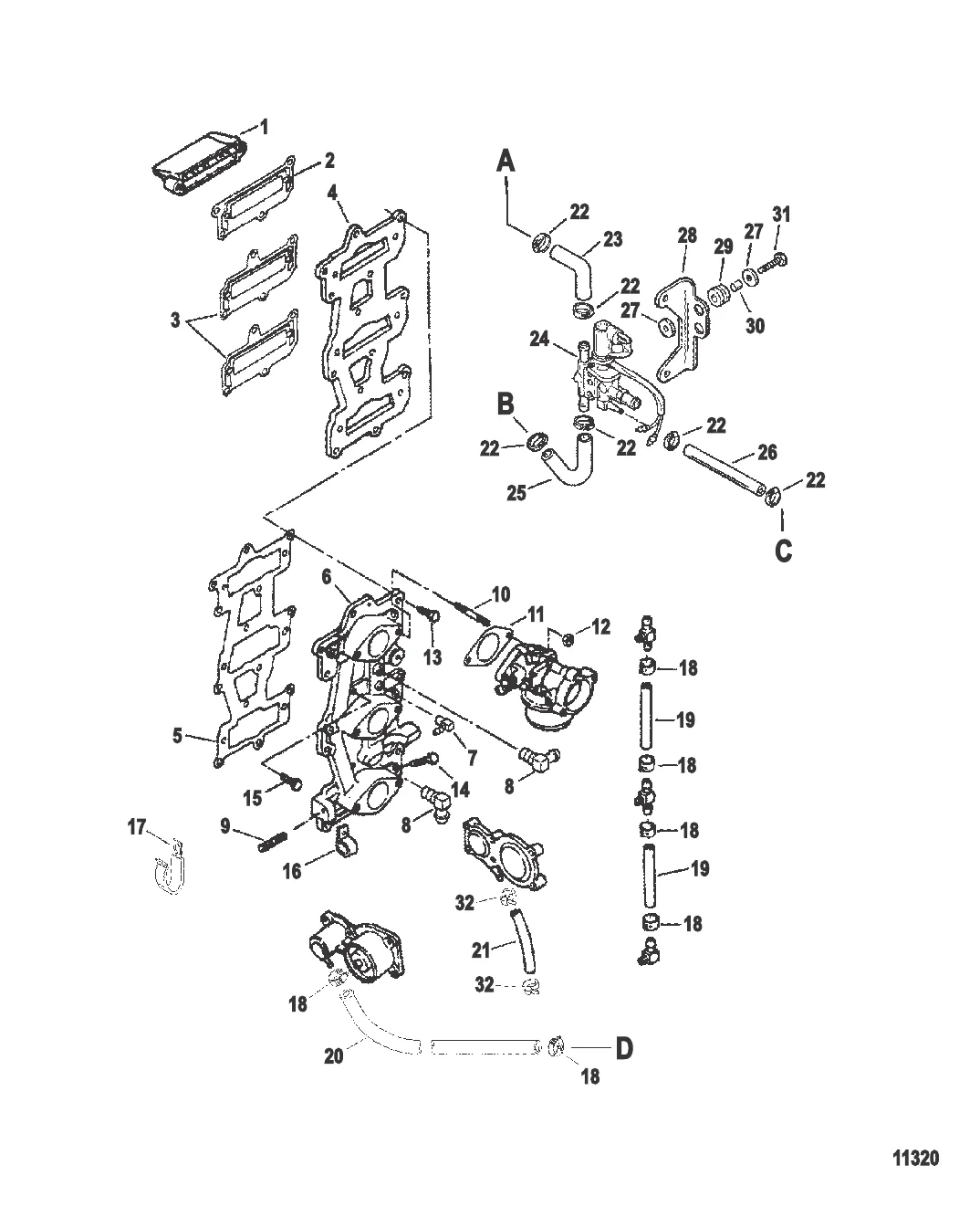 Пластина и впускной коллектор