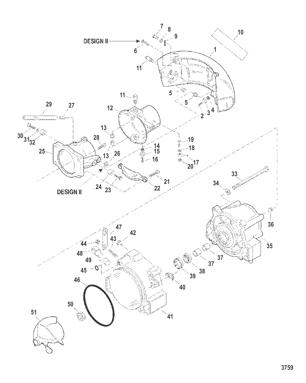 Компоненты форсунки и руля (Конструкция II)