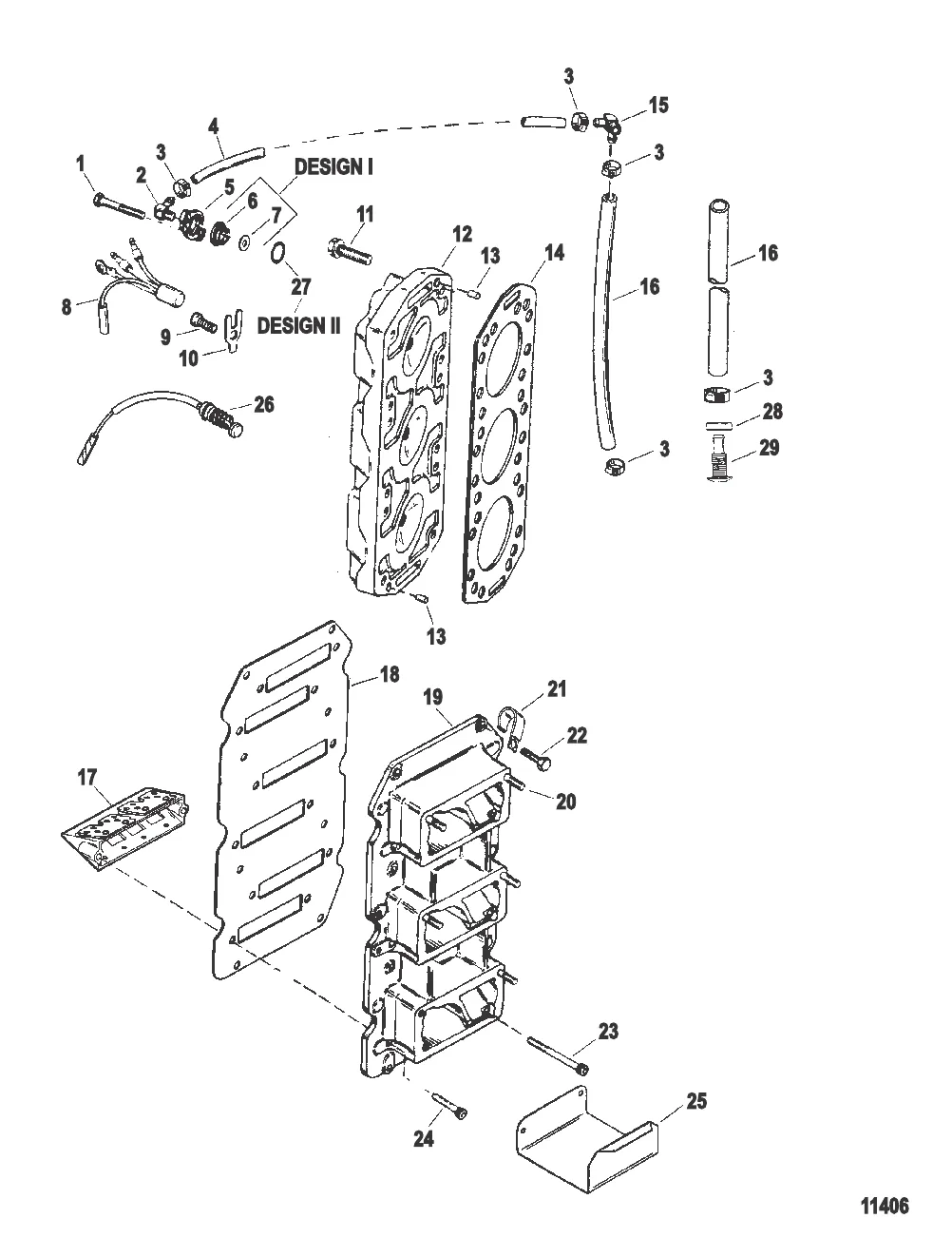 Блок с пластинчатыми клапанами и головка цилиндра