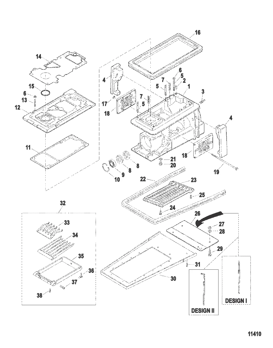 Корпус водометного привода (Серийный номер от 0E203000 до 0E344999)