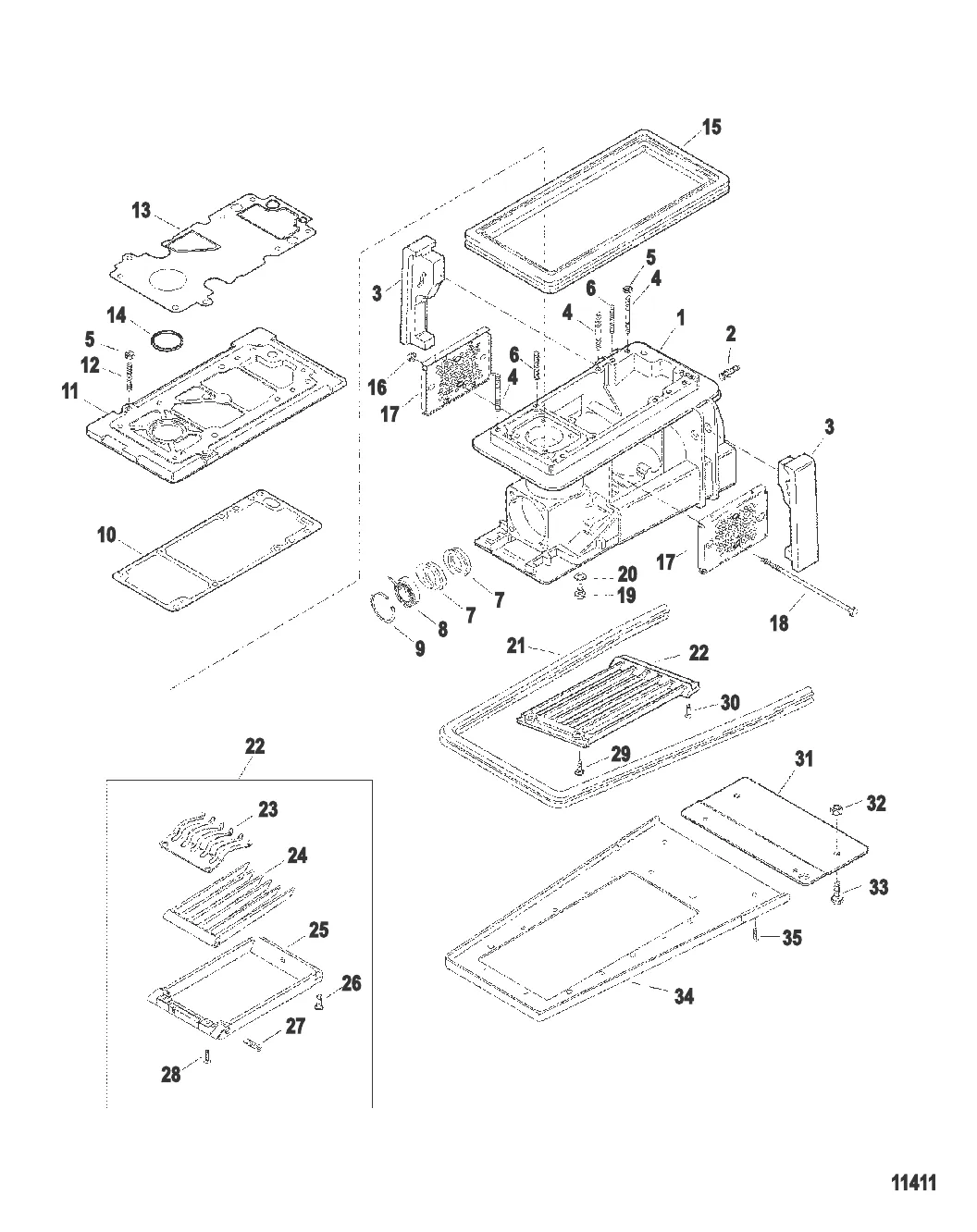 Корпус водометного привода (Серийный номер от 0E345000 до 0E369299)