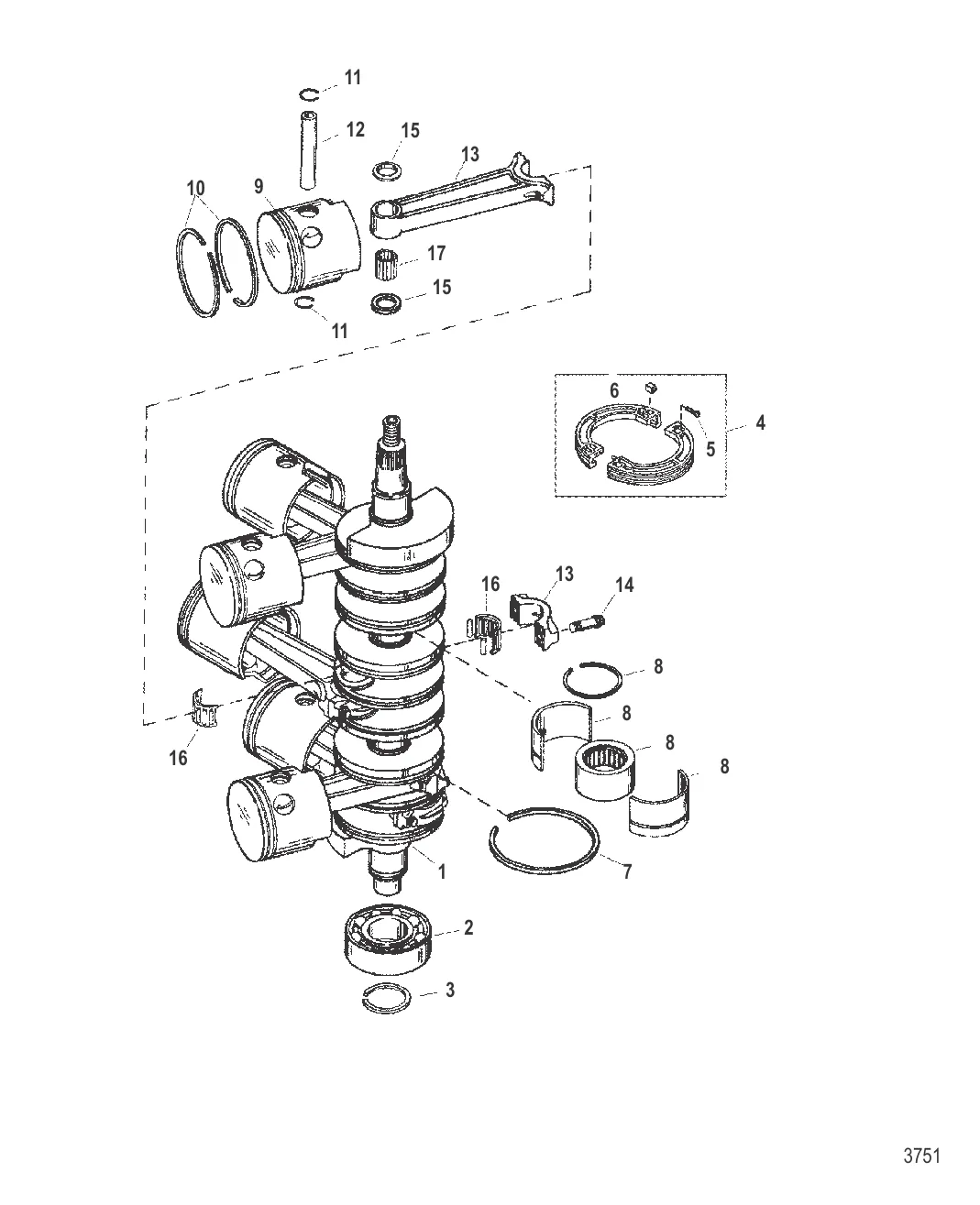 Коленчатый вал / поршни / шатуны