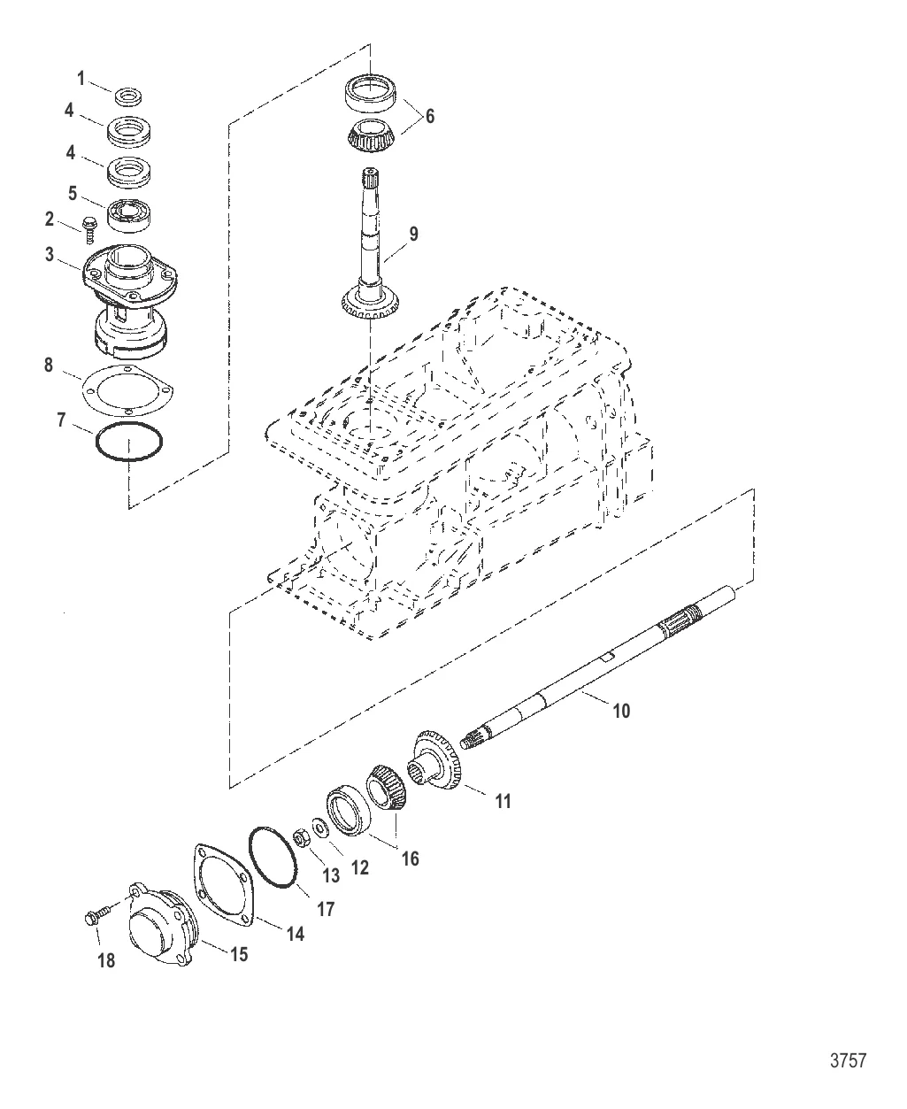 Шестерня и вал крыльчатки