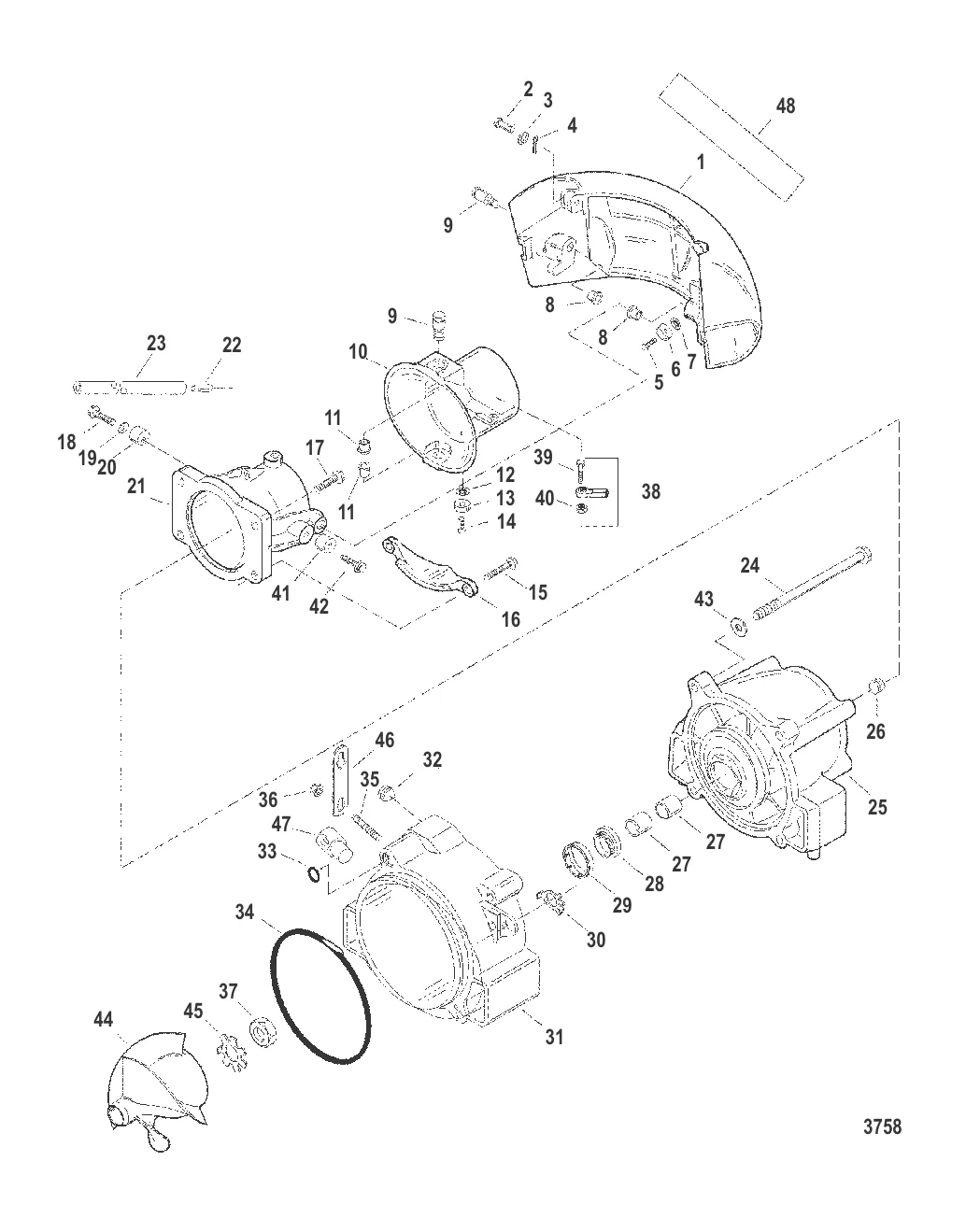 Компоненты форсунки и руля (Конструкция I)