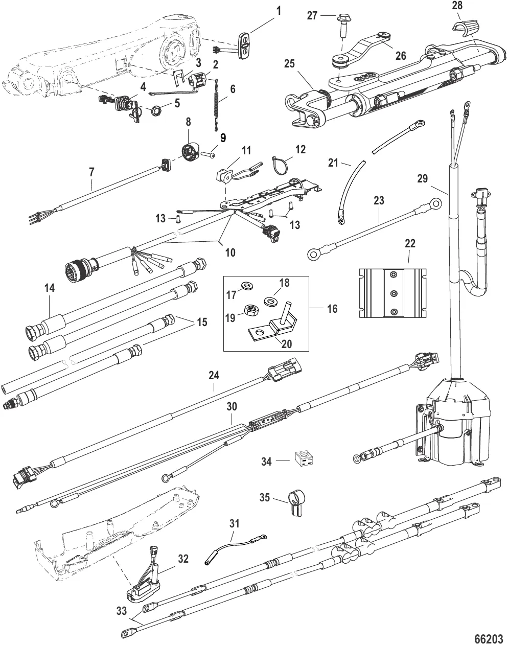 Tiller Handle Kit (Big Tiller, Mech, V6/V8 175-300HP)