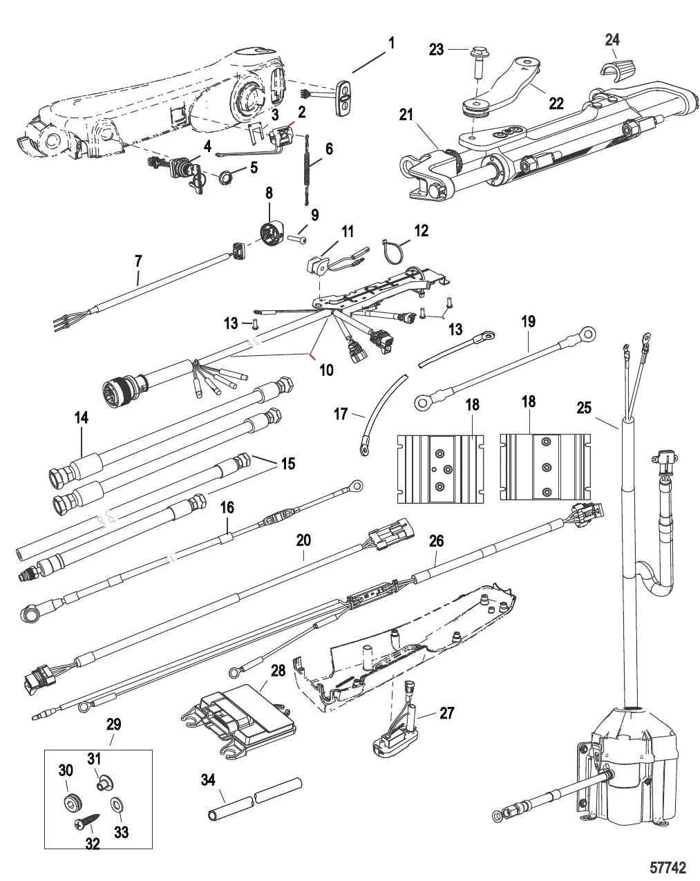 Компоненты комплекта румпельной рукоятки (Румпель Big Tiller – рулевой механизм, DTS)