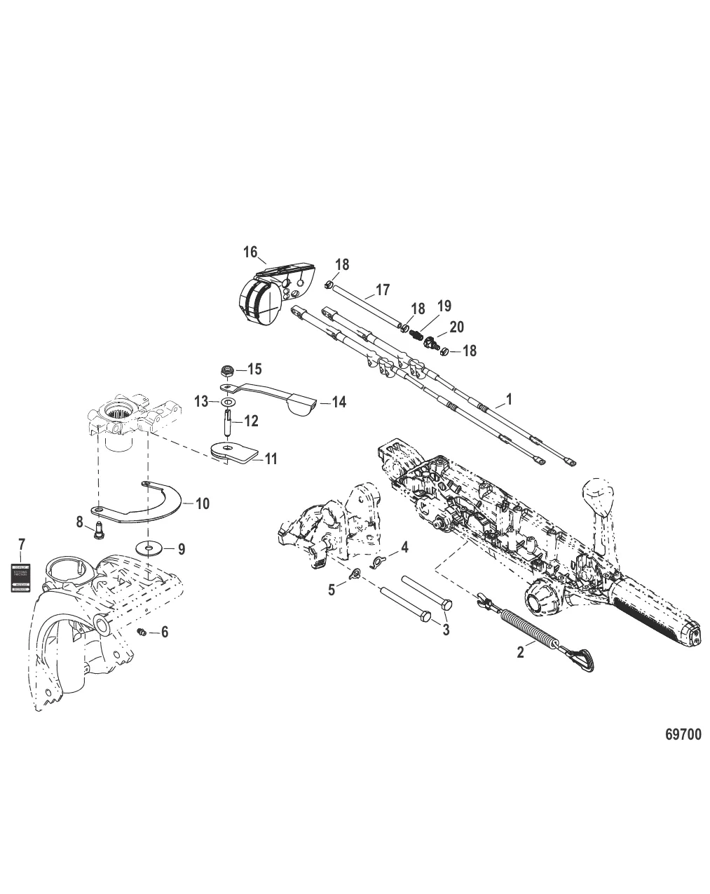 Tiller Handle Conversion Kit (8M0159453) Remote Control to 40-60hp Tiller SeaPro