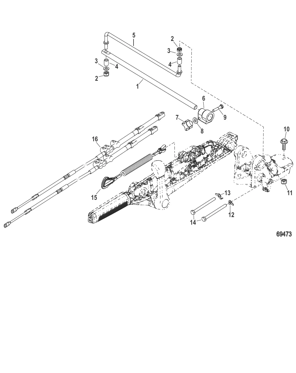 Tiller Handle Conversion Kit (8M0159456) Remote Control to 75-115hp Tiller
