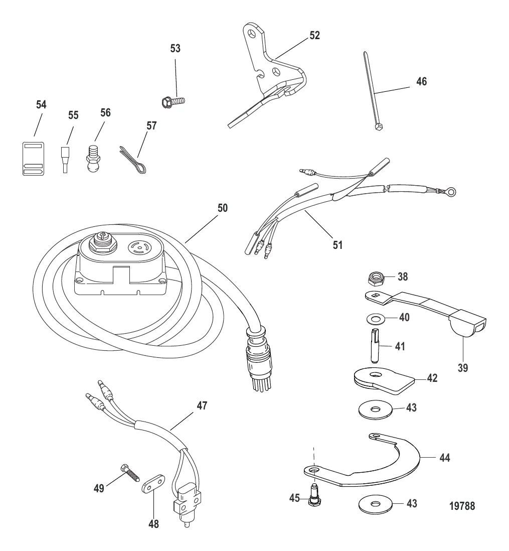 Компоненты комплекта румпельной рукоятки – 25 л.с. (821455A10 / A26)
