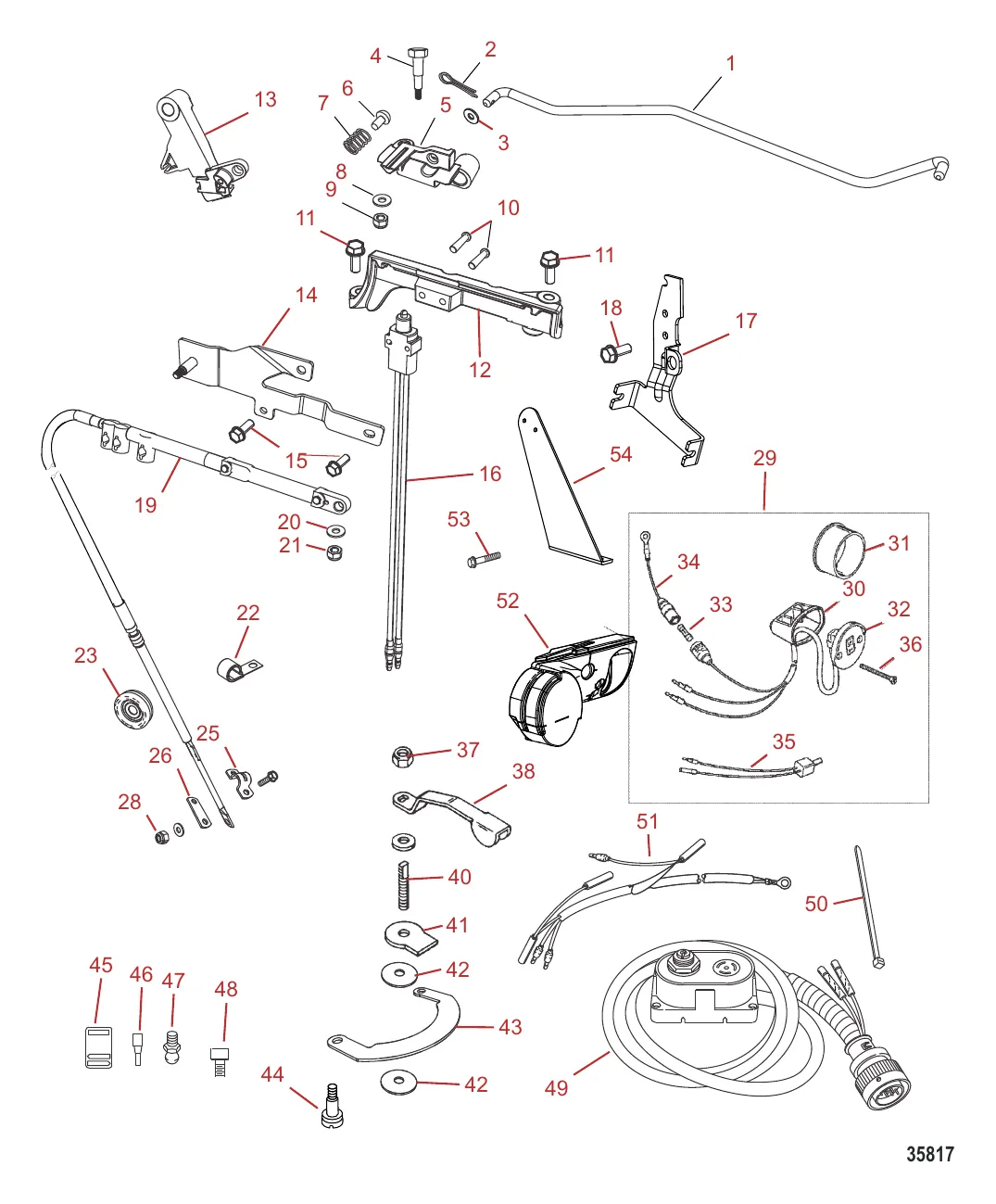 Компоненты комплекта румпельной рукоятки (Jet 40)
