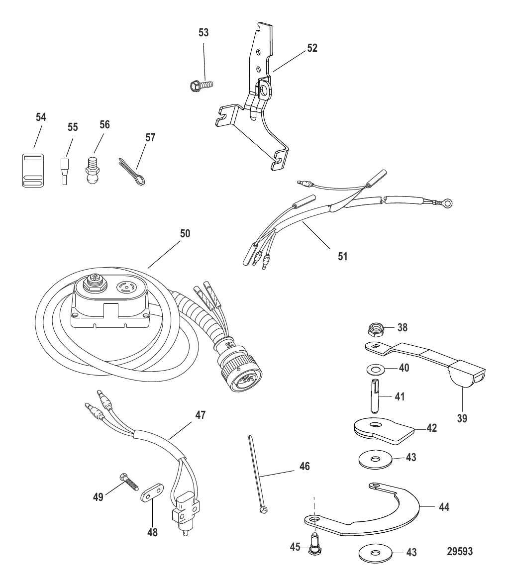 Компоненты комплекта румпельной рукоятки – 40 л.с., EFI (821455A13 /A17)