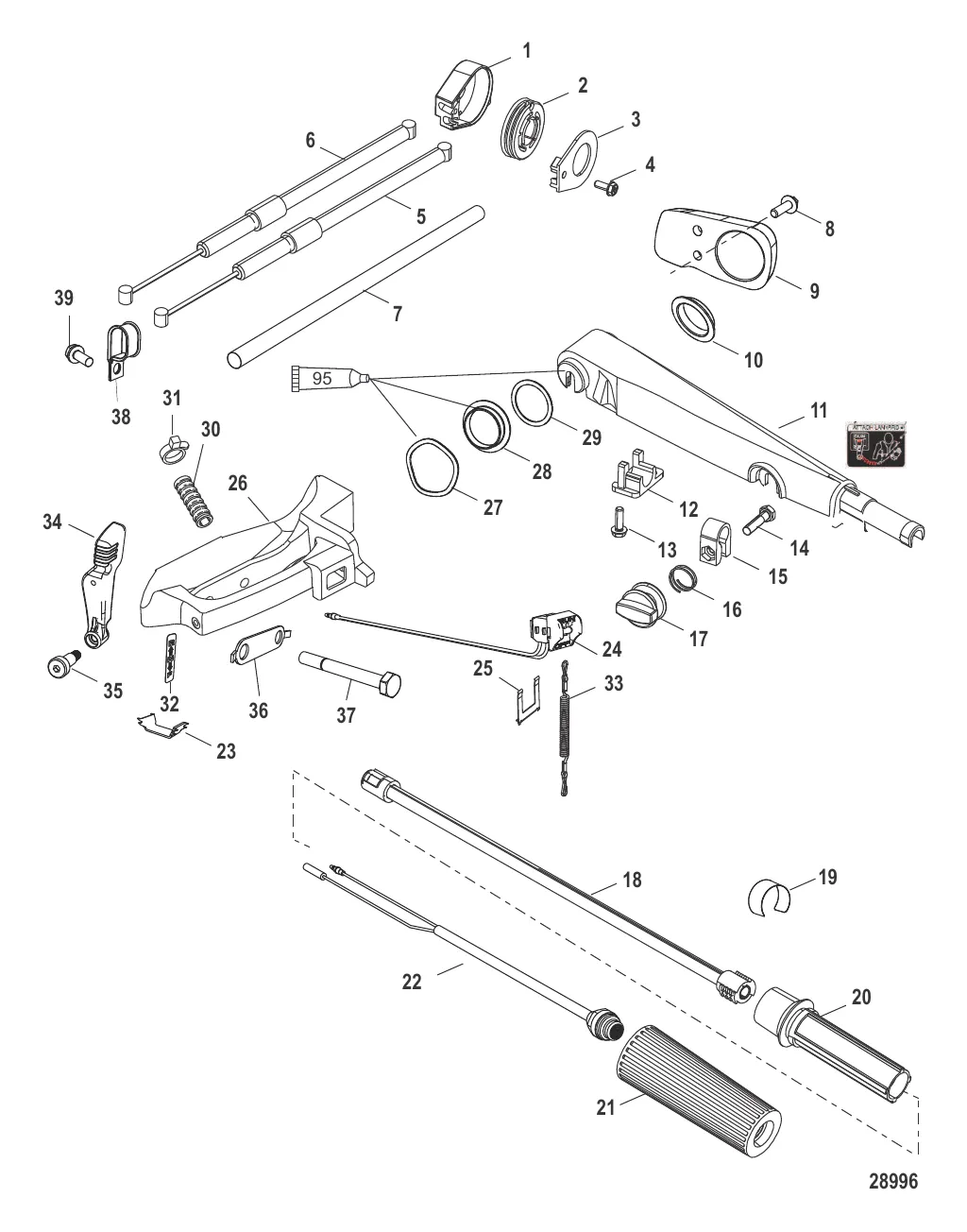 Комплект румпельной рукоятки – 40/50/60 л.с., EFI (880093A03)