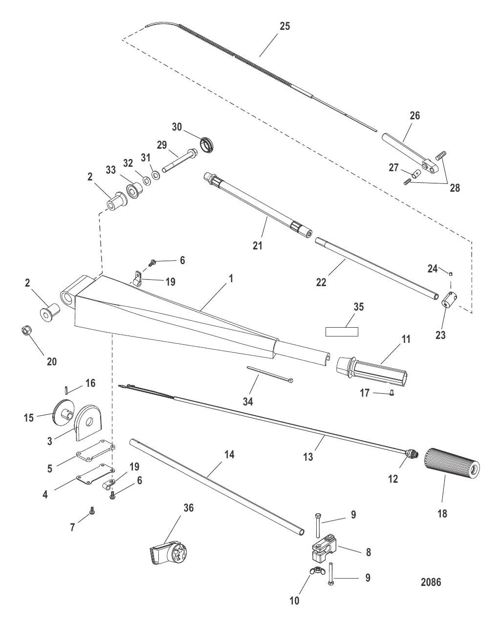 Комплект румпельной рукоятки (Четырехтактные 75/90/115)