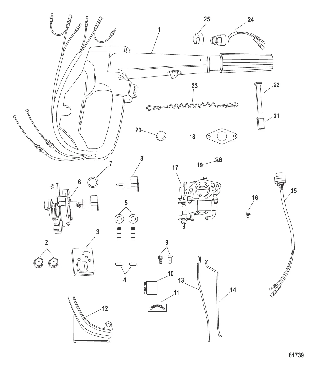 Комплект преобразования румпельной рукоятки 9.9 л.с., электрич. (8M0103837)