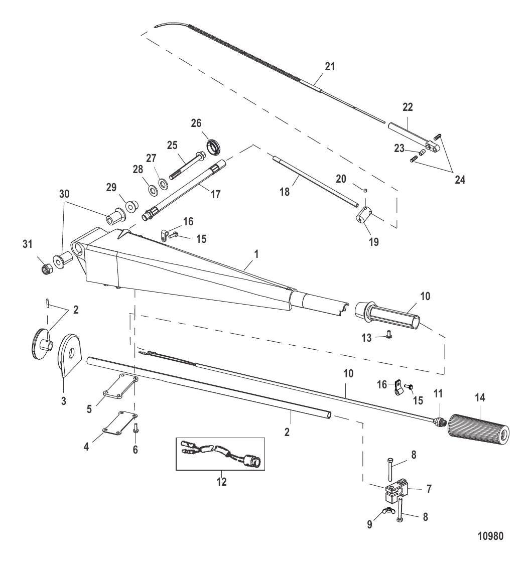 Комплект румпельной рукоятки 50/60 45 JET (816366A12 / 816366A13)