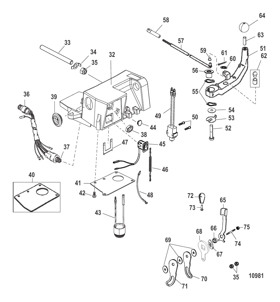Компоненты комплекта румпельной рукоятки (816366A12 / A13)