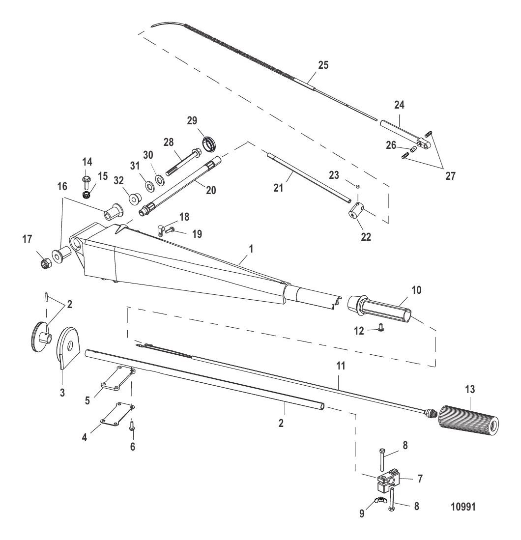 Комплект румпельной рукоятки 75/90-65 JET(12022A18 / A19 / A42)