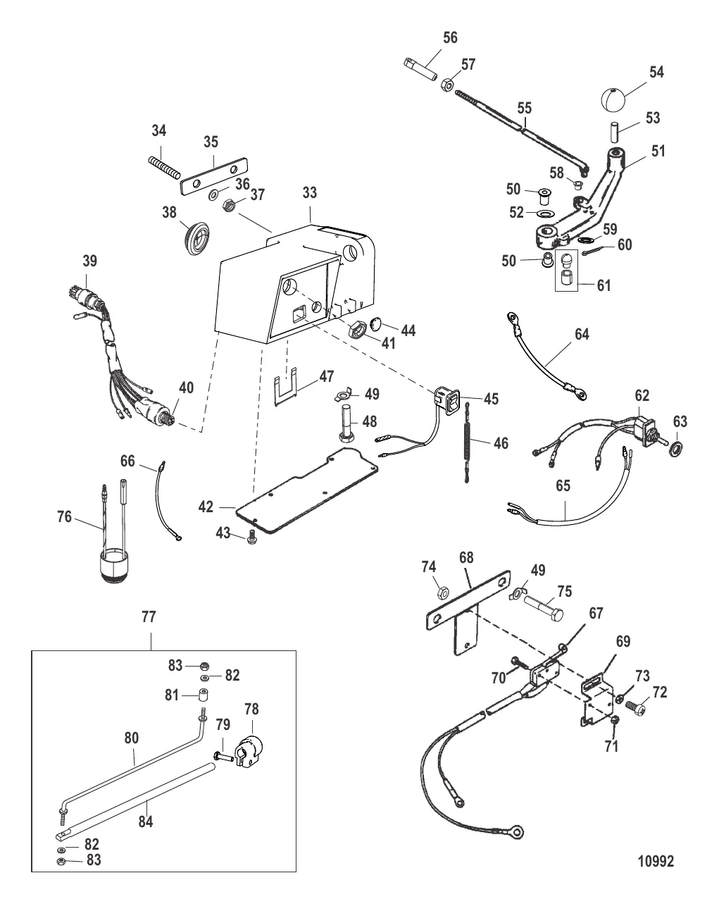 Компоненты комплекта румпельной рукоятки (12022A18 / A19 / A42)