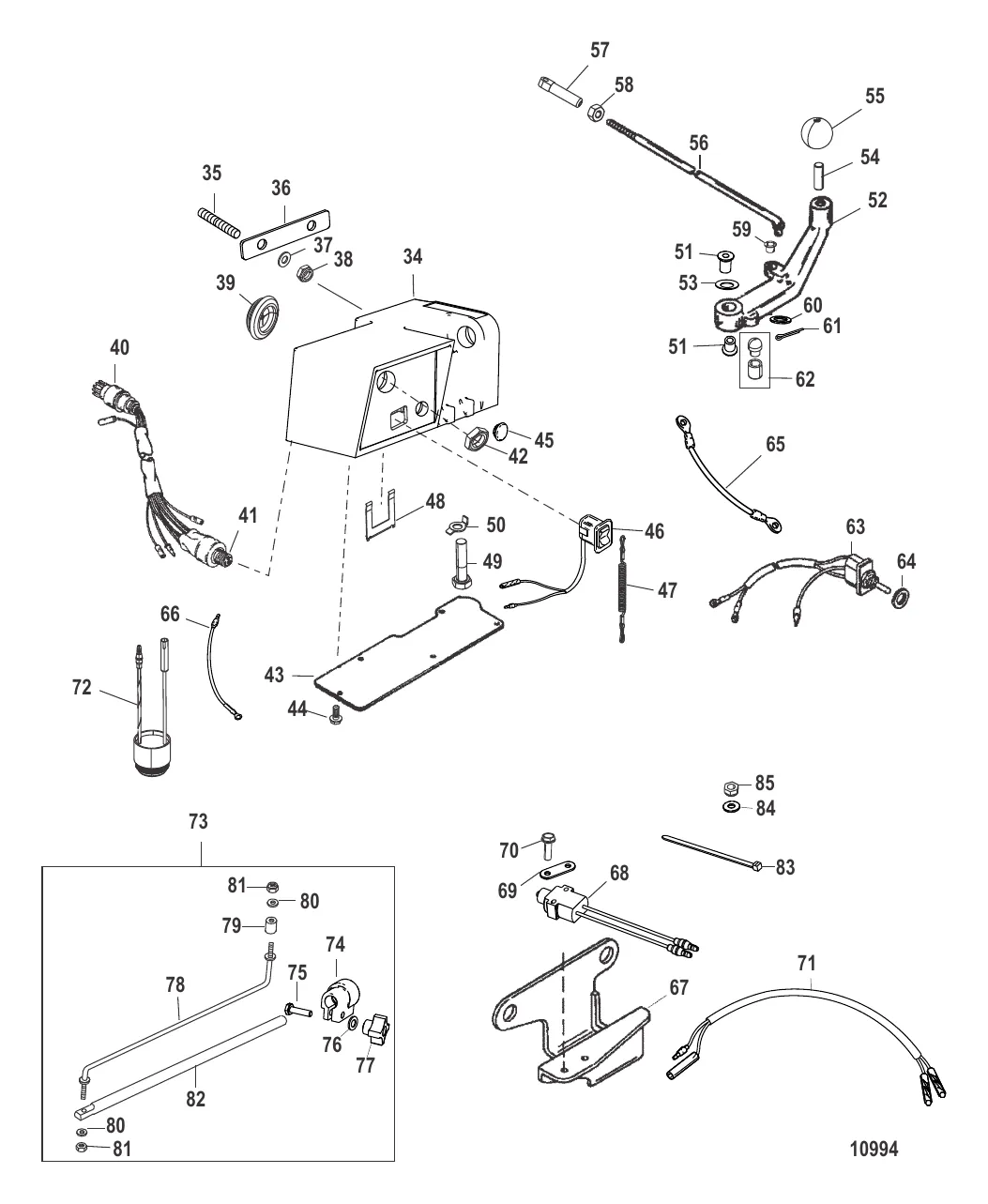 Компоненты комплекта румпельной рукоятки (12022A34 / A35 / A41)