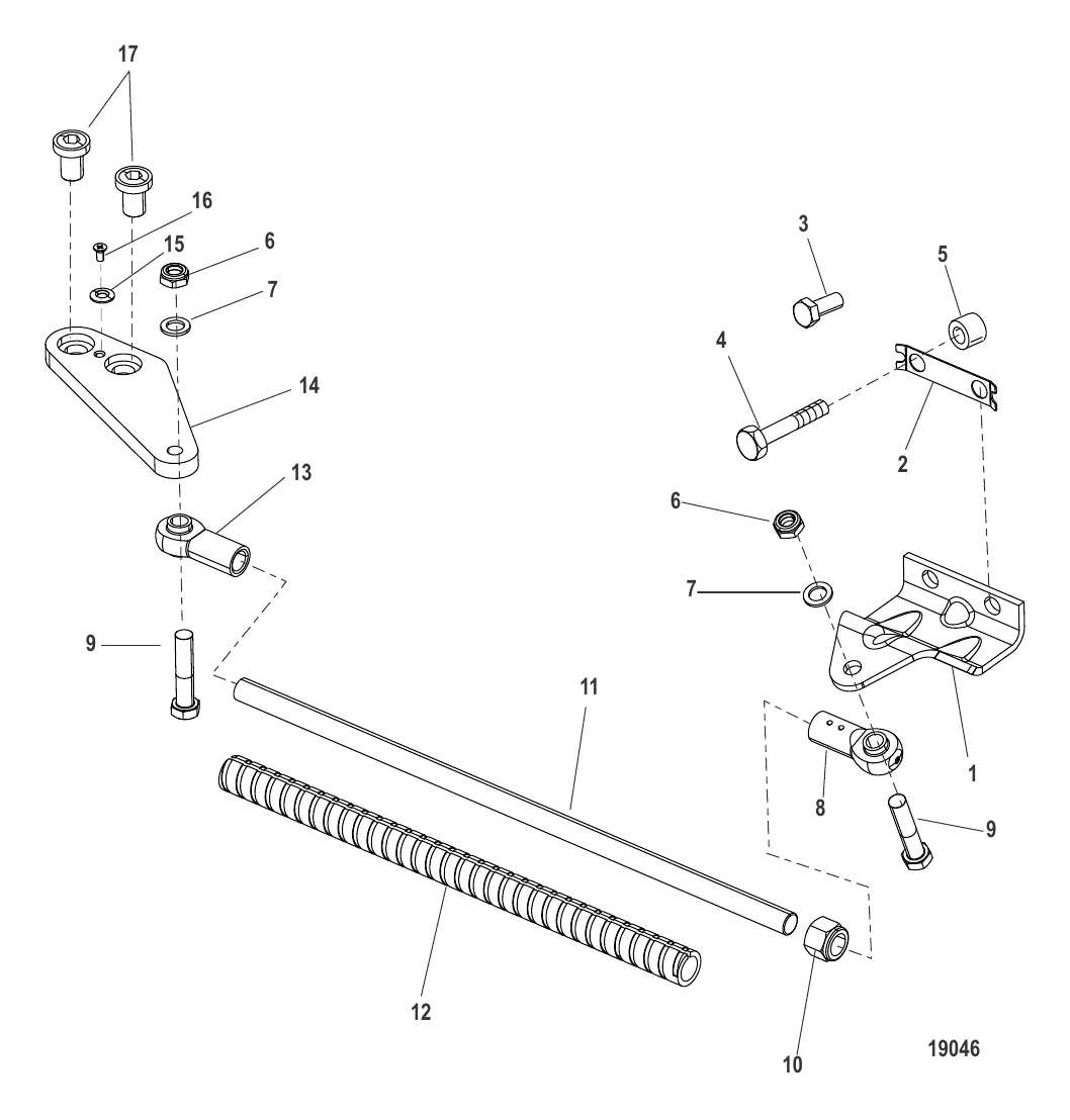 Комплект тяги Троллинговый двигатель (левый борт)
