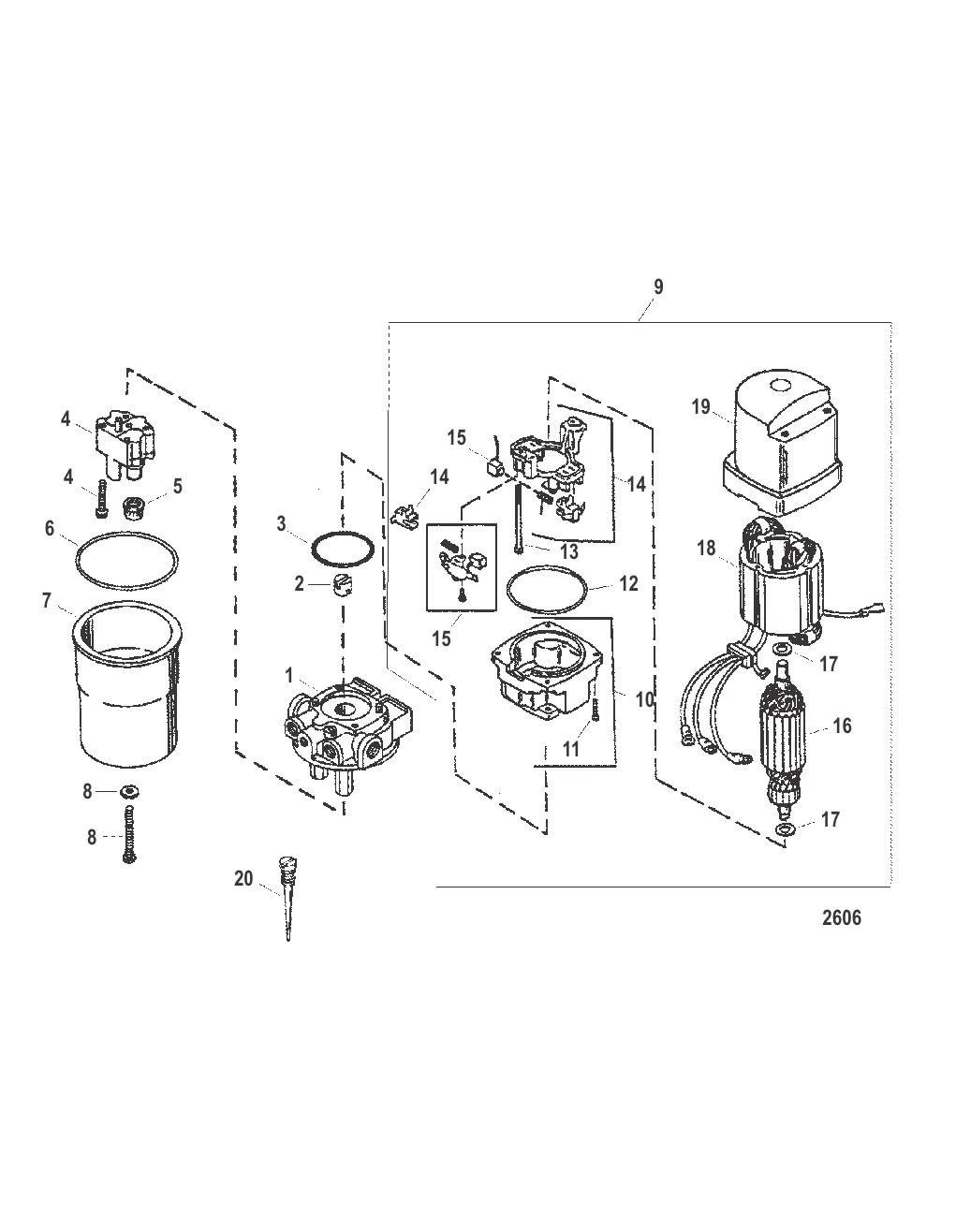 Насос/двигатель, металлический резервуар (Конструкция I – 846170A 1)