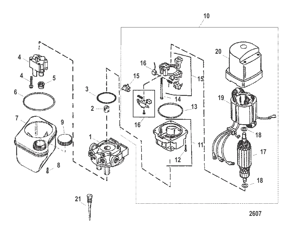 Насос/двигатель, пластмассовый резервуар (Конструкция II – 849670A1)