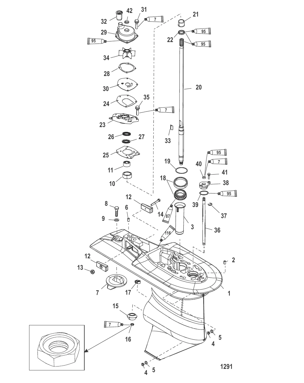 Картер редуктора (Ведущий вал – 2.33:1 – с/н 0T625304 и выше)