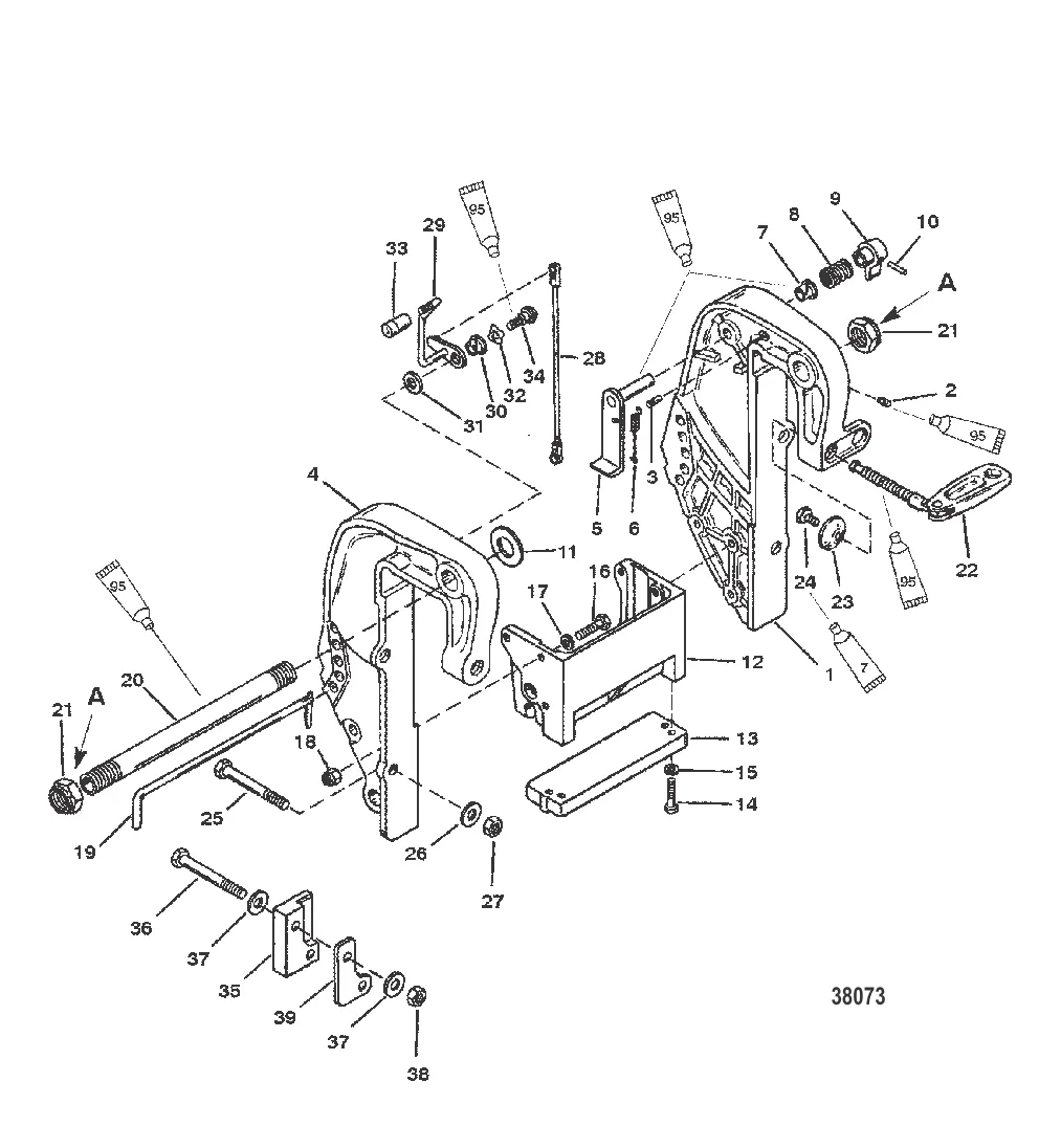 КРОНШТЕЙН ФИКСАТОРА (КОНСТРУКЦИЯ ВИНТА С НАКАТАННОЙ ГОЛОВКОЙ – С/Н 0D181999 И НИЖЕ)