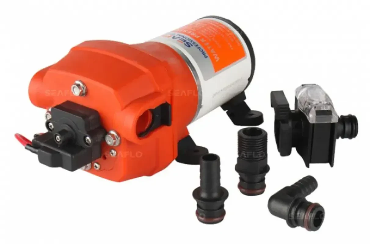 SEAFLO Четырехкамерный мембранный насос 41 SERIES 10 л/мин, 24В (Быстросъемные фитинги)