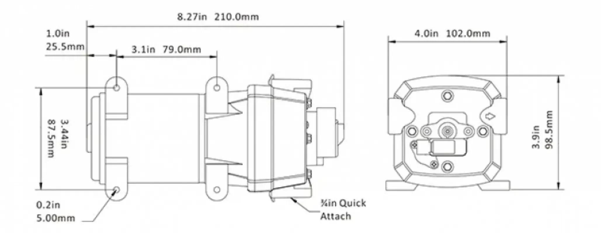 SEAFLO Четырехкамерный мембранный насос 41 SERIES 10 л/мин, 24В (Быстросъемные фитинги)