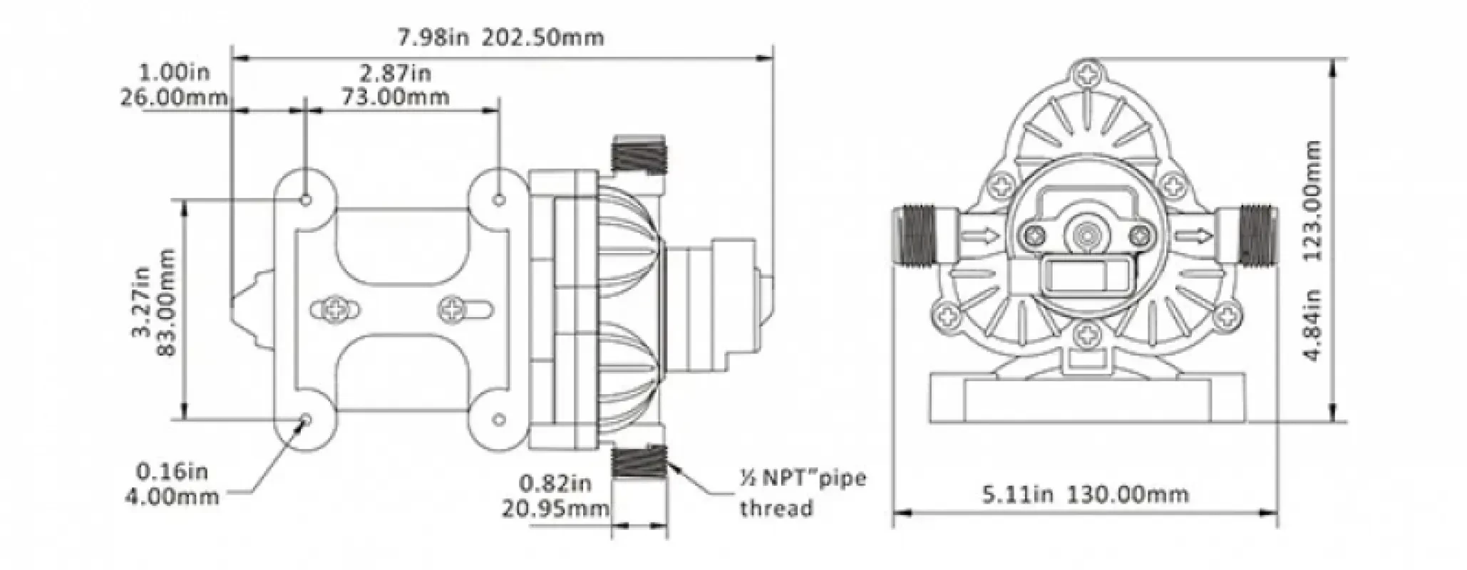 SEAFLO Трехкамерный мембранный насос 33 SERIES 11,3 л/мин, 24В