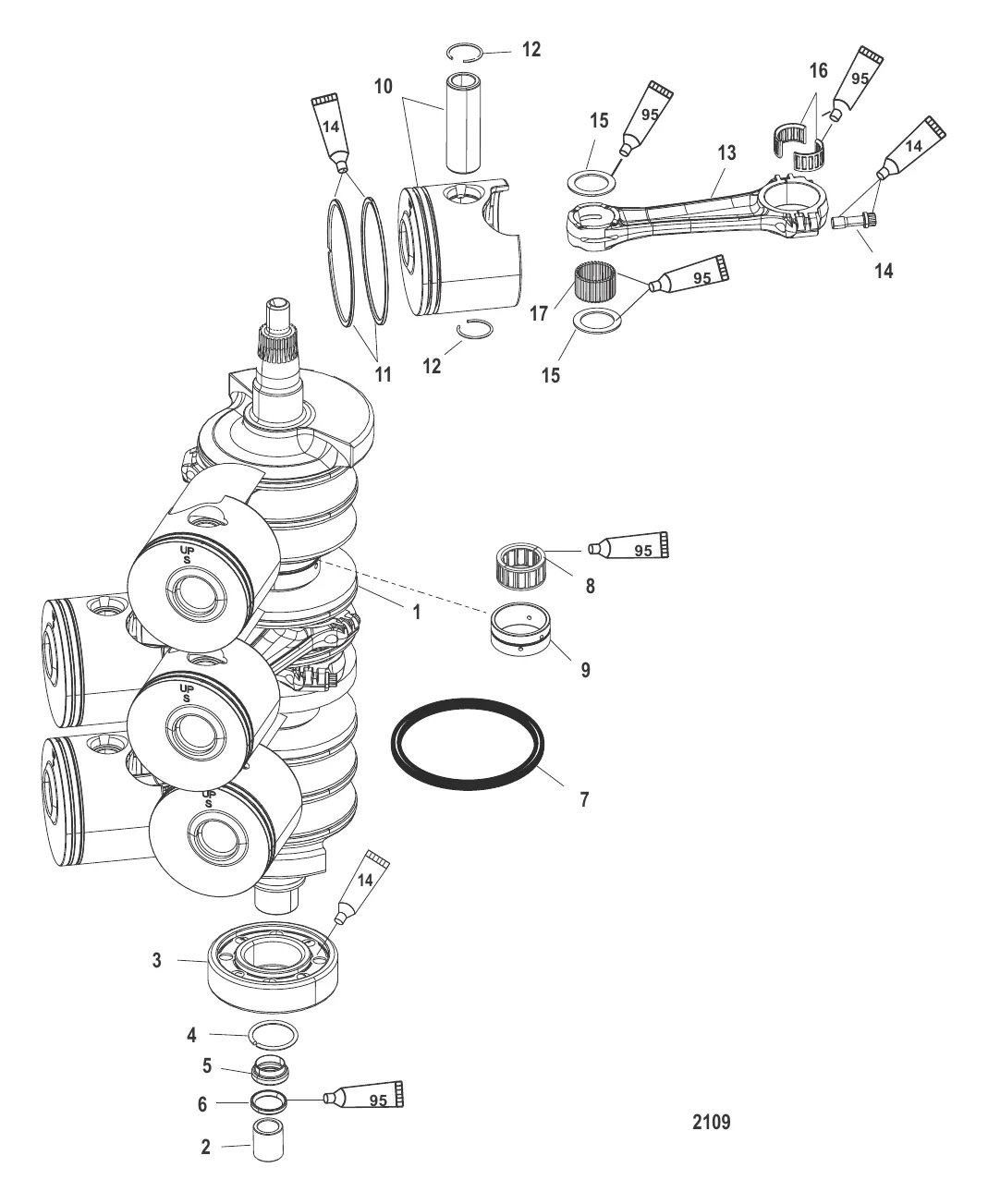 Коленчатый вал, поршни и шатуны