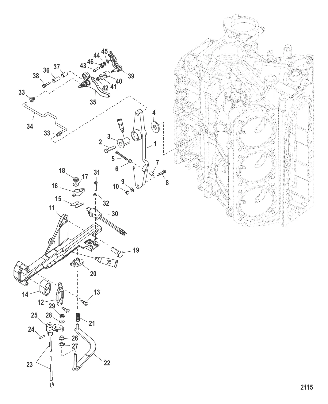 Рычаг газа и шток механизма переключения передач