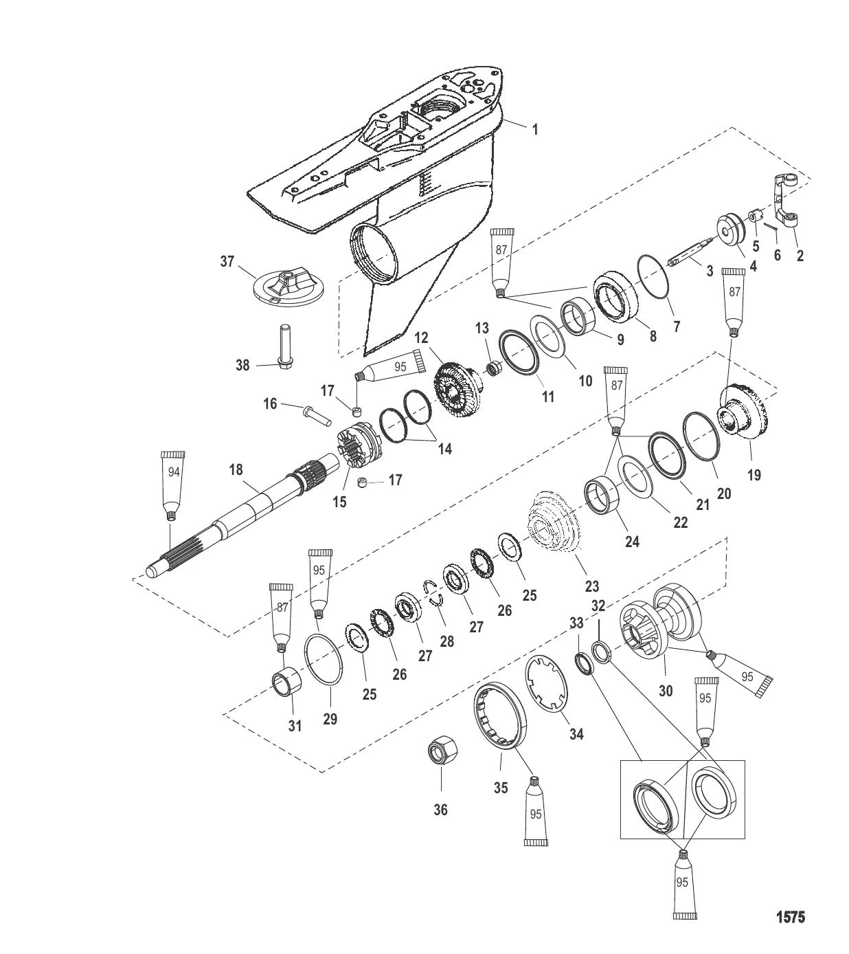 Картер редуктора Вал гребного винта – противовращение, FleetMaster