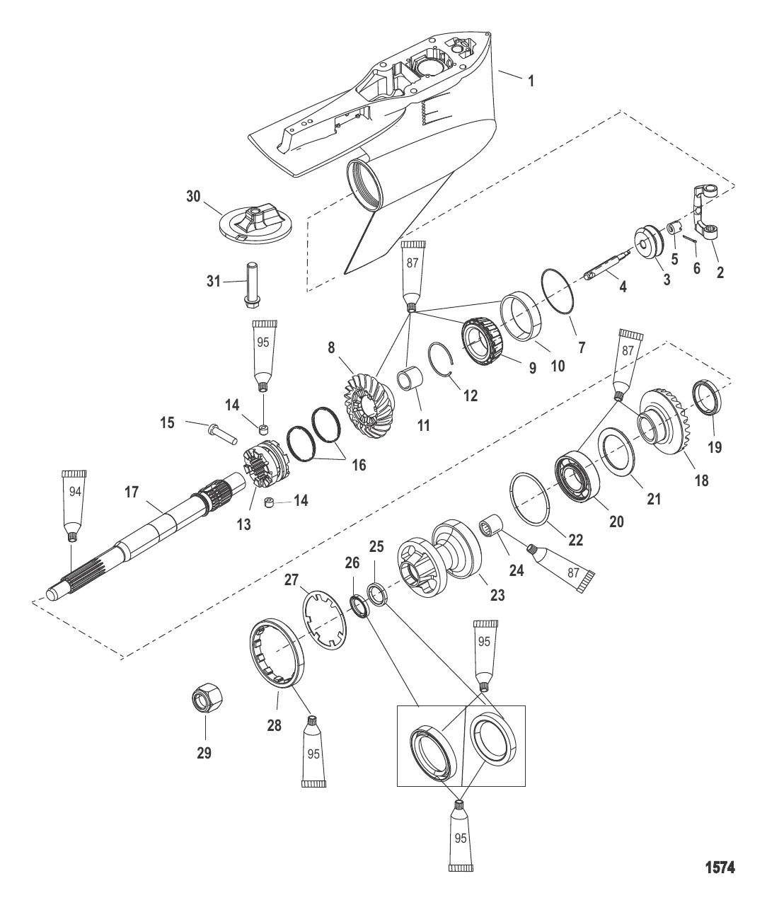 Картер редуктора Вал гребного винта – стандартный, FleetMaster
