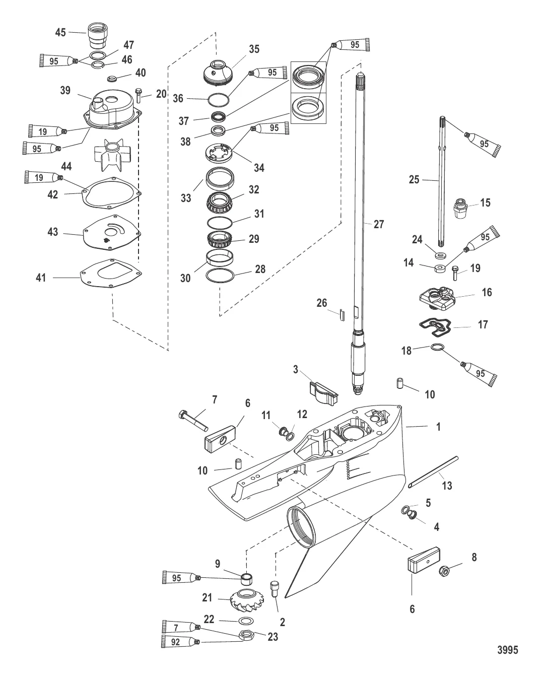 Картер редуктора Ведущий вал – стандартное вращение/противовращение, FleetMaster