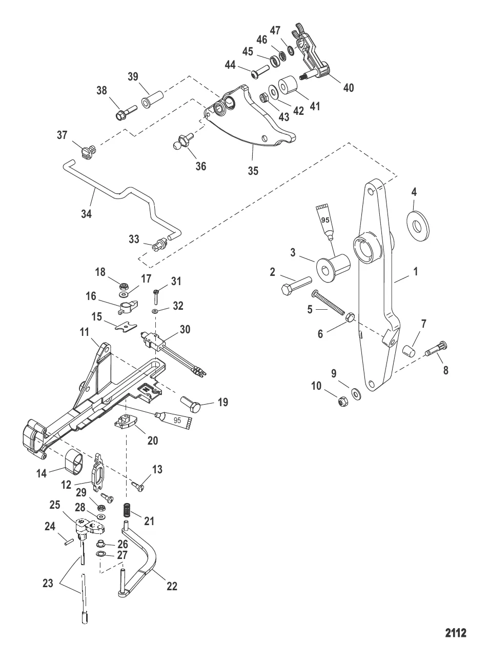 Рычаг газа и шток механизма переключения передач