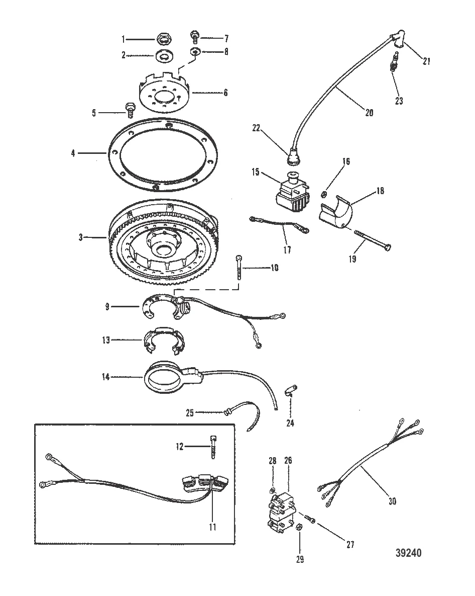 МАХОВИК, КАТУШКА ЗАЖИГАНИЯ И РАСПРЕДЕЛИТЕЛЬНАЯ КОРОБКА