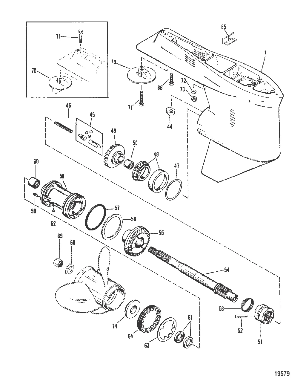 Картер редуктора Вал гребного винта – XR4/Magnum II