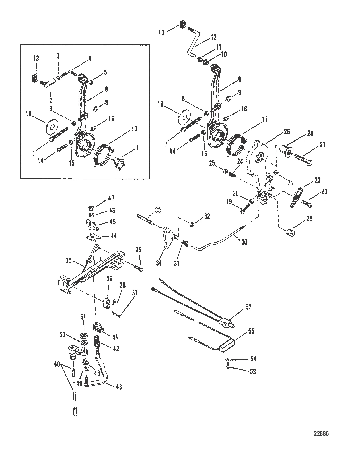 РЫЧАГ ГАЗА И ШТОК МЕХАНИЗМА ПЕРЕКЛЮЧЕНИЯ ПЕРЕДАЧ