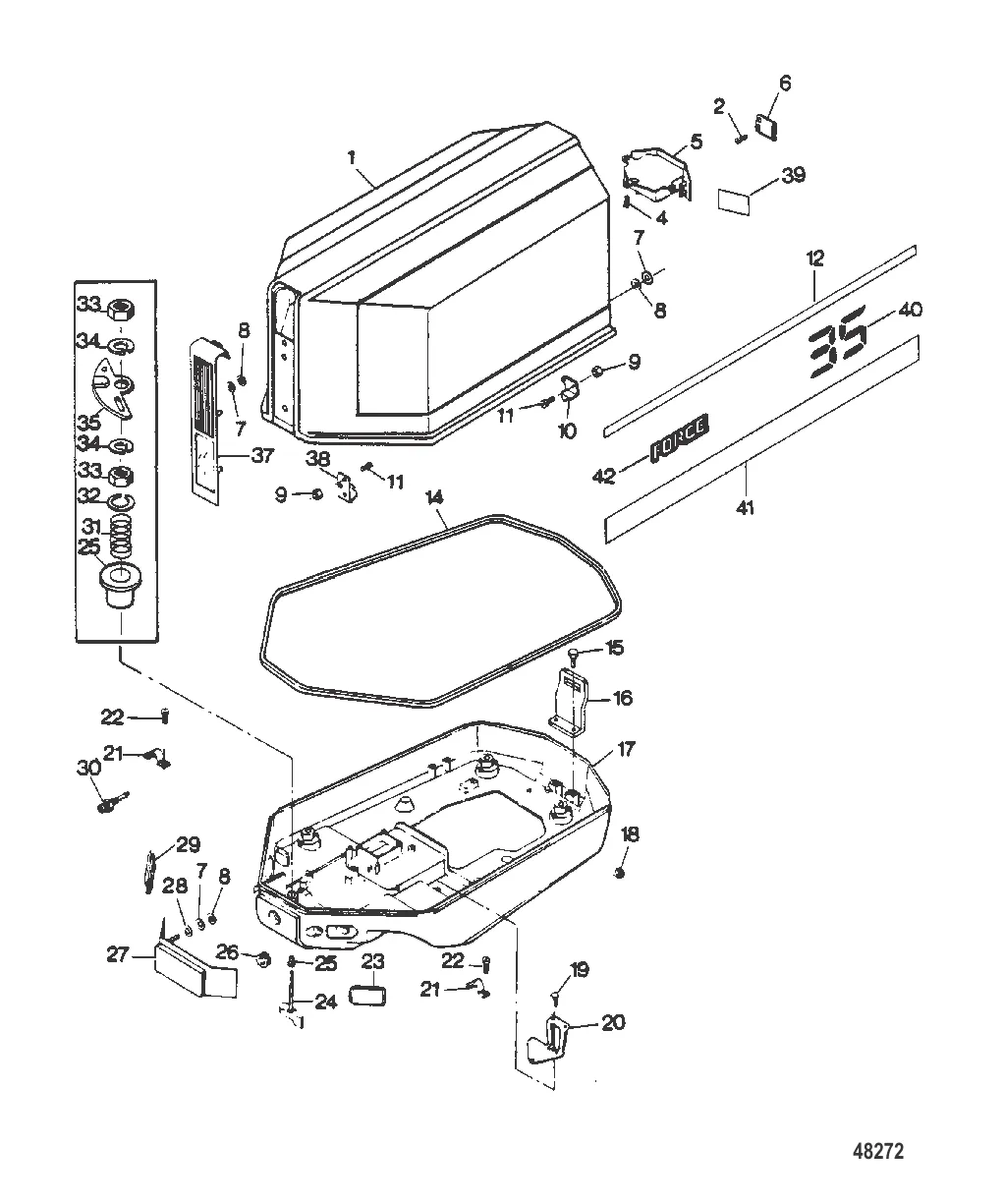 Крышка двигателя и опорная пластина