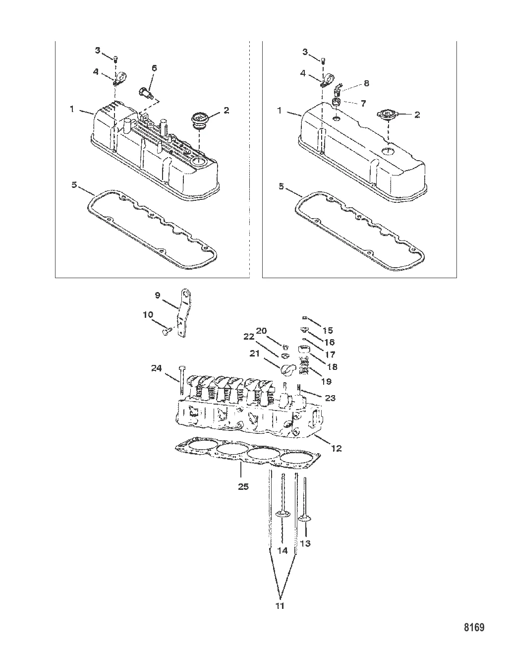 Головка цилиндра и крышка коромысла